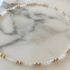 moonstone and gold filled bead choker necklace