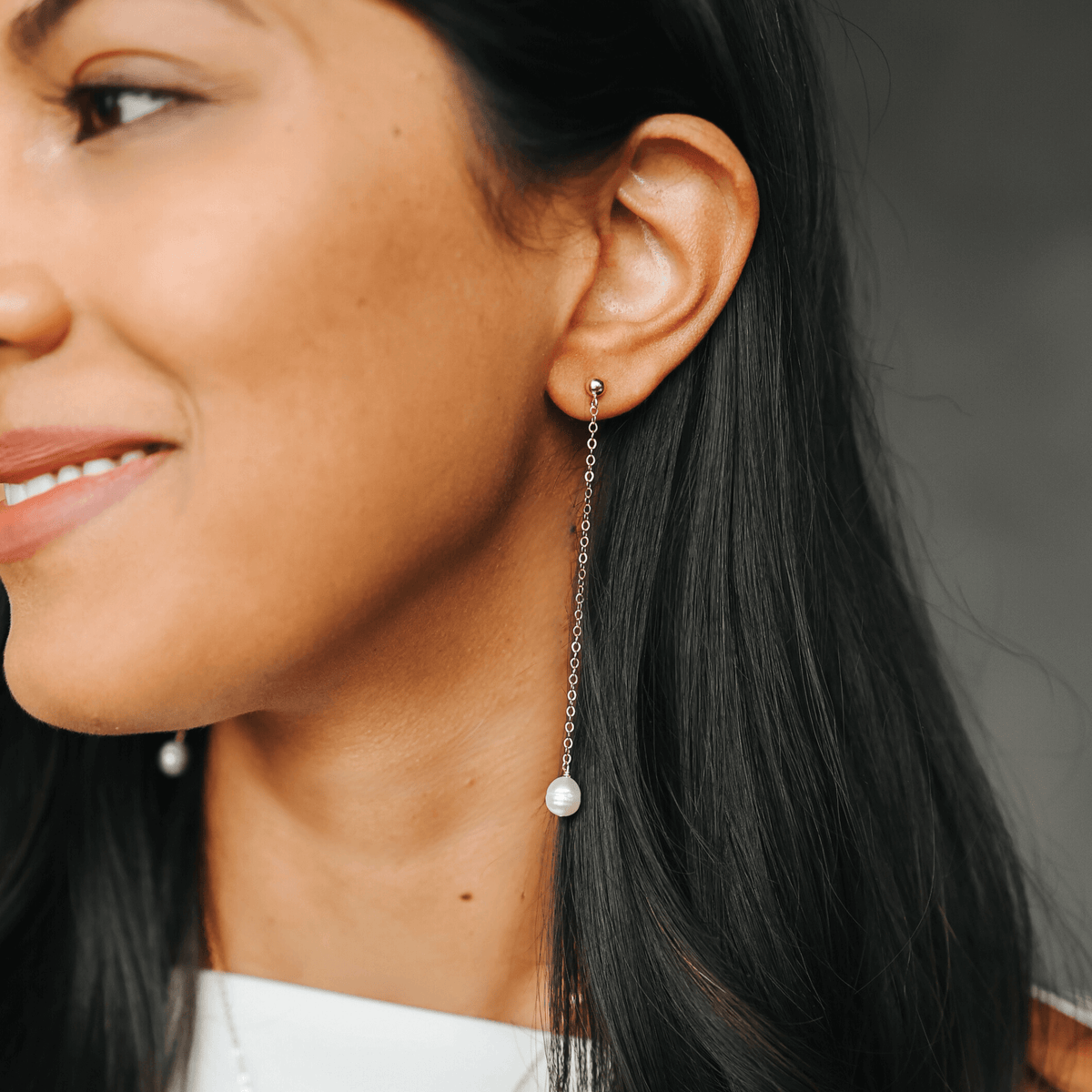 baroque pearl chain earrings