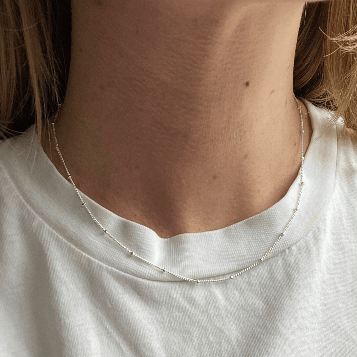 sterling silver satellite chain necklace