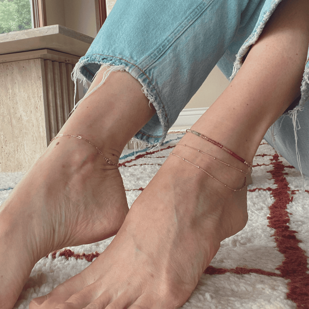 14k gold-filled mini dot chain anklet