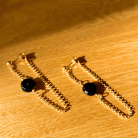 black spinel chain earrings 
