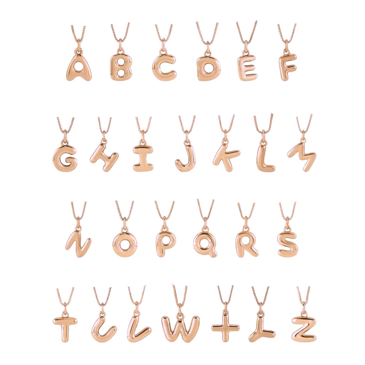 14K Gold Bubble Letter Charm