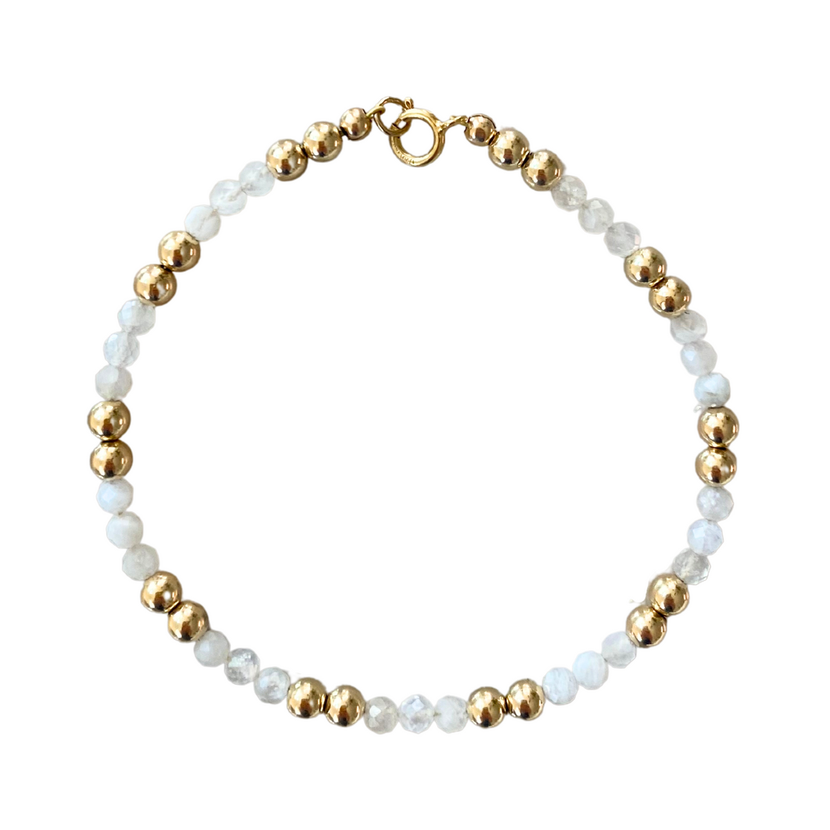 moonstone and gold filled bead bracelet