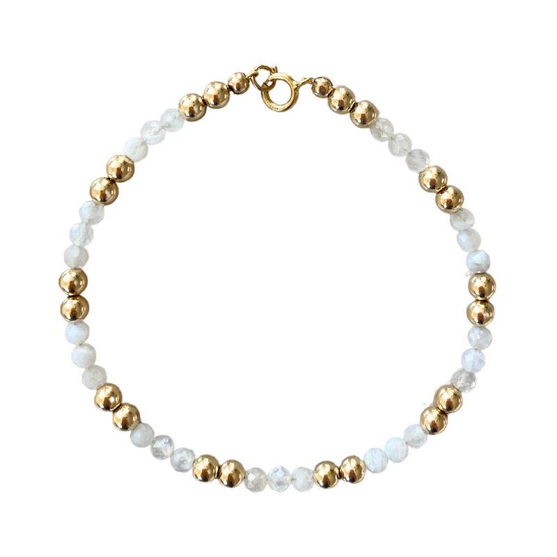 moonstone and gold filled bead bracelet