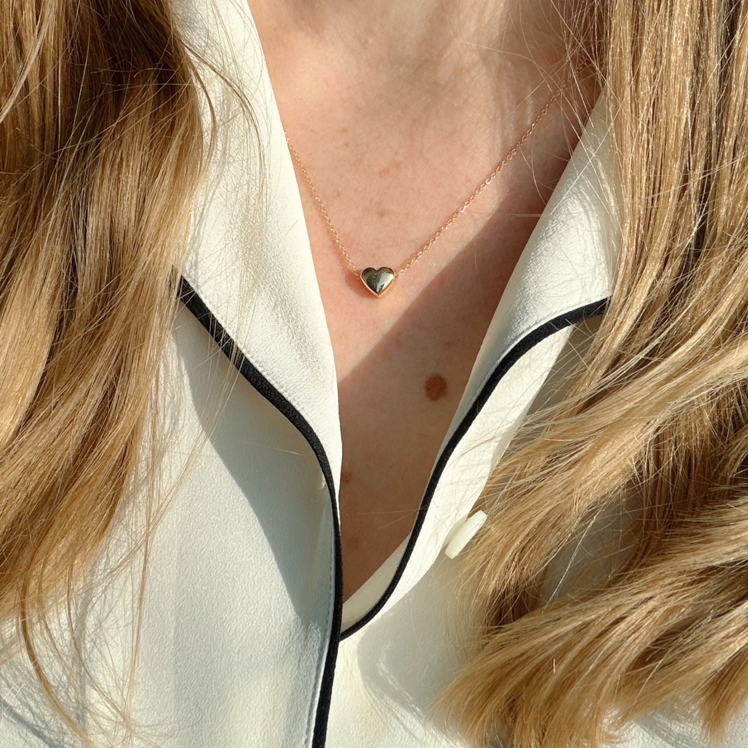 14K Gold Full Heart Necklace