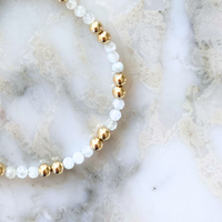moonstone and gold filled bead bracelet