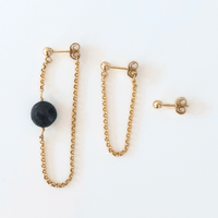 black spinel chain earrings 