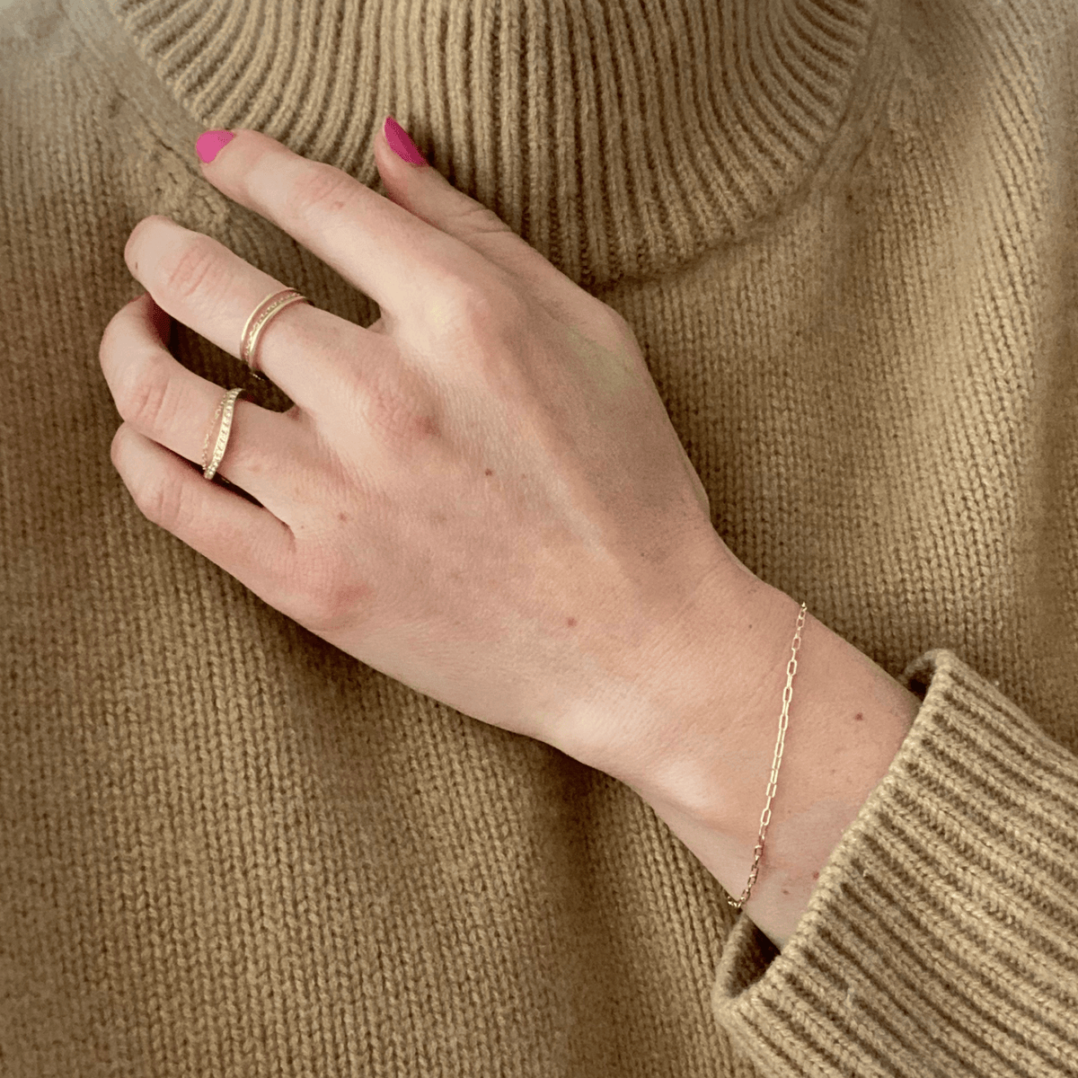 14k fairmined gold mini paperclip chain bracelet