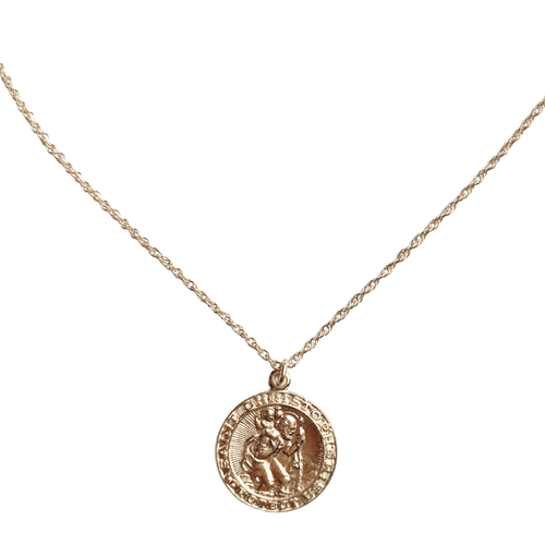 saint christopher charm necklace 14k gold filled