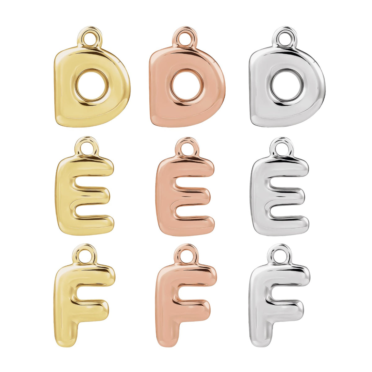 14K Gold Bubble Letter Charm