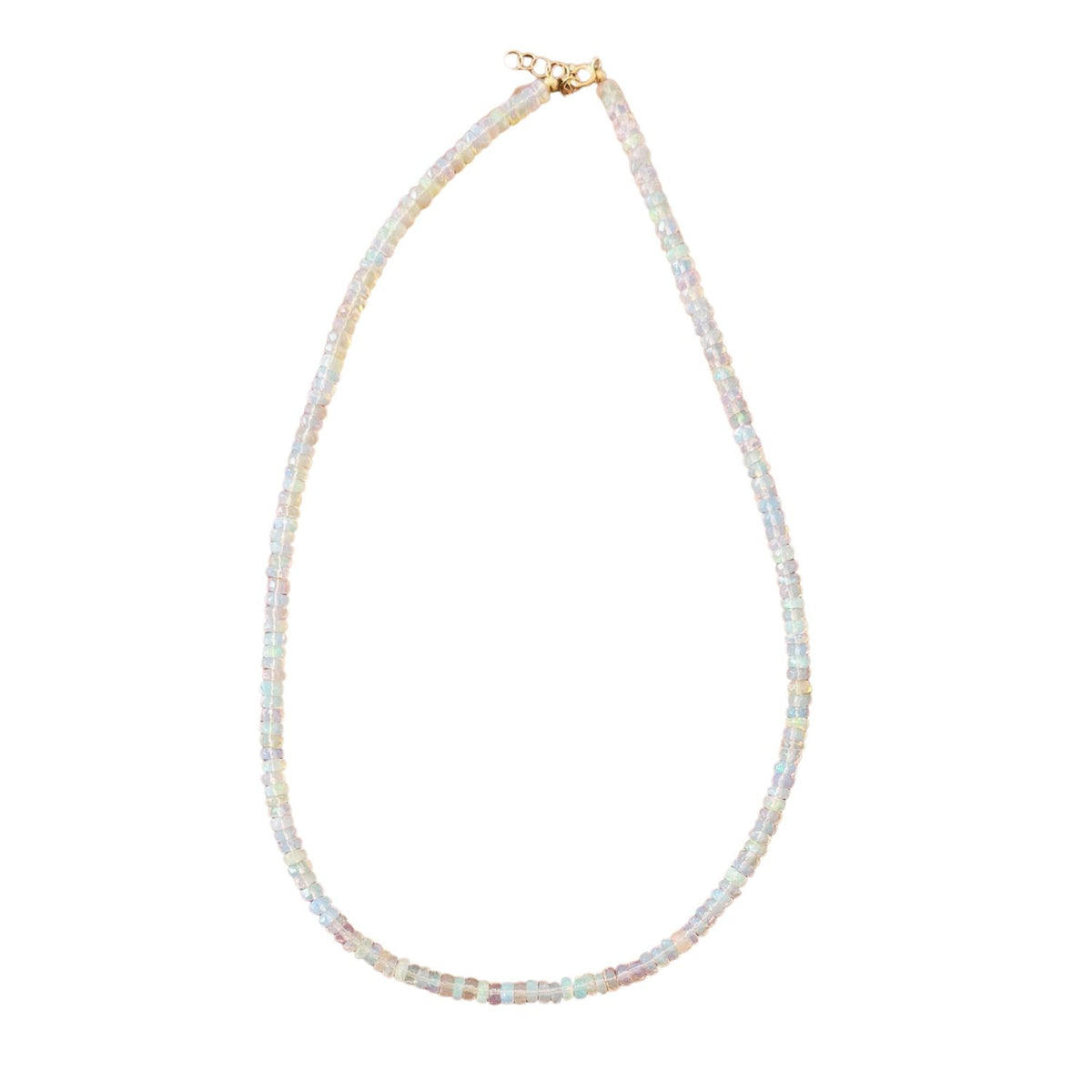 opal necklace on white background