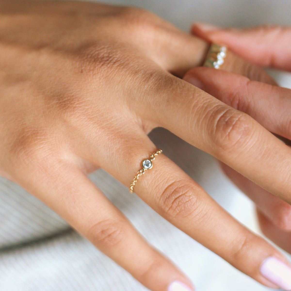 14k gold and diamond forever chain ring