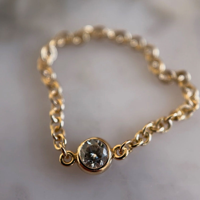 14k gold and diamond forever chain ring