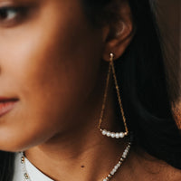 gold filled and genuine pearl drop earring