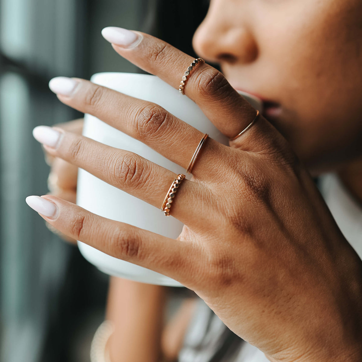 gold filled dot stacker ring