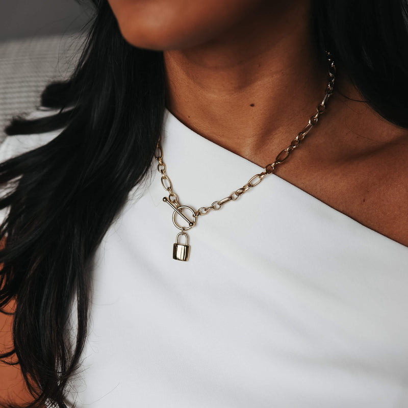 Women Lock Chain Necklace Layered Padlock Key Pendant Punk Jewelry | eBay