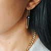 black spinel chain earrings 