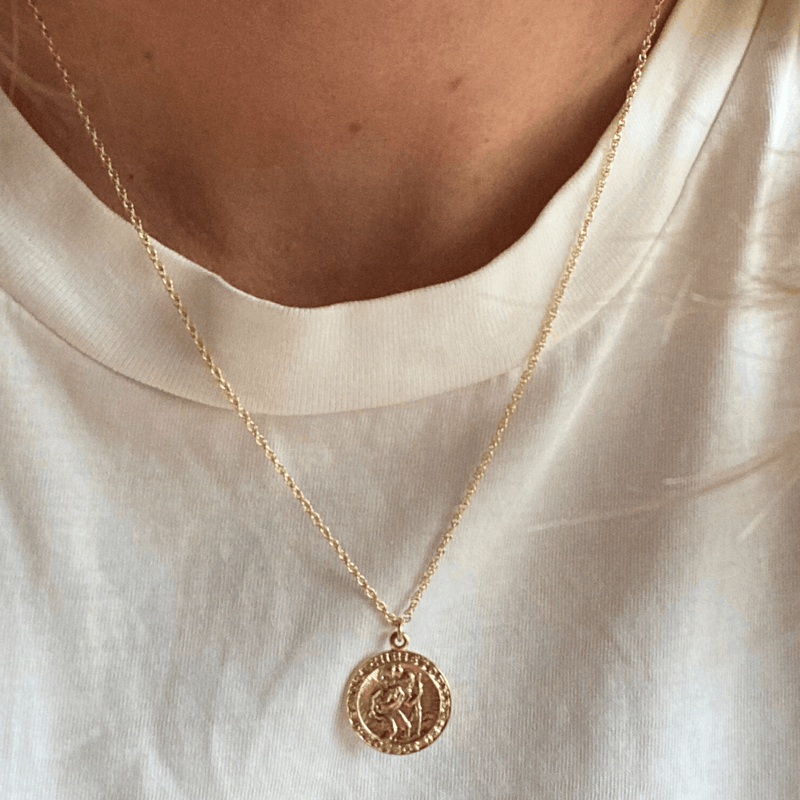 saint christopher charm necklace 14k gold filled
