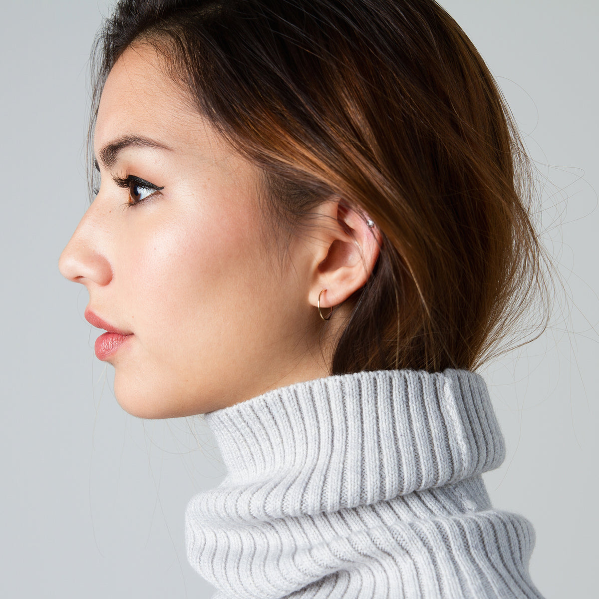14k solid gold mini hoops, delicate and elegant