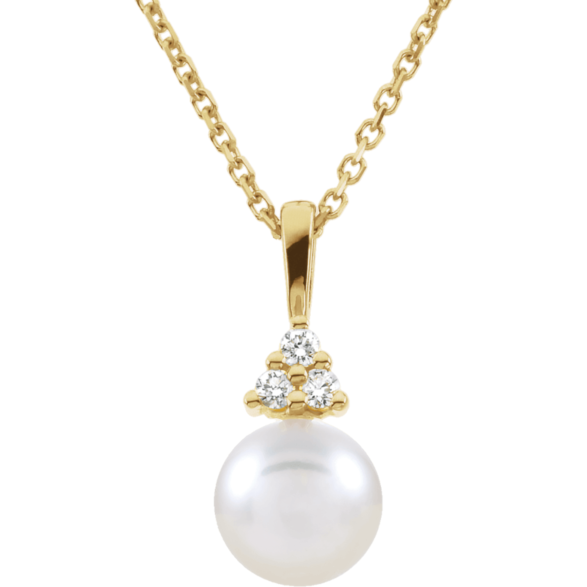 Pearl and Diamond Pendant Necklace 14k solid gold