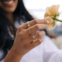 14k solid gold and diamond stacking rings