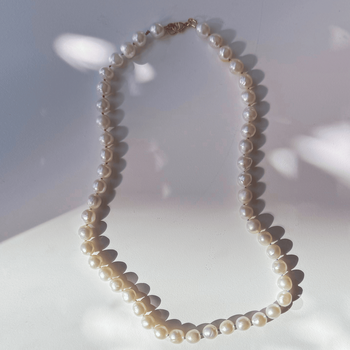 14k gold filled freshwater semi-round pearl necklace
