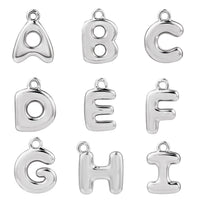 Silver Letter Charms A through I on a white background