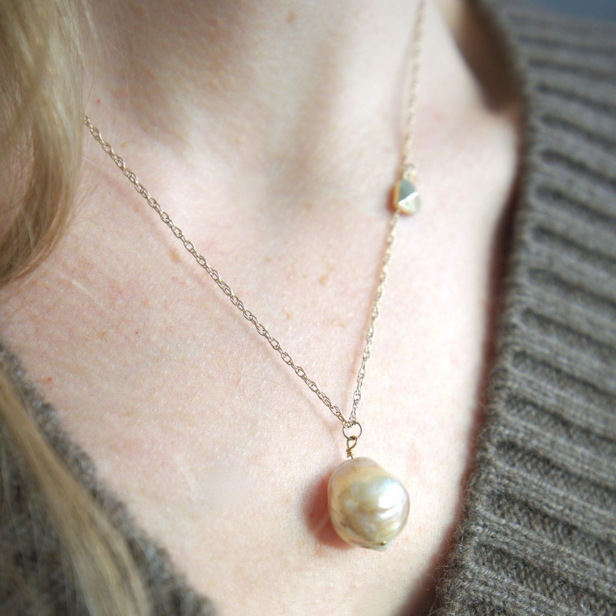 baroque pearl necklace 14k gold 