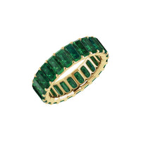 14k baguette lab emerald ring on white background