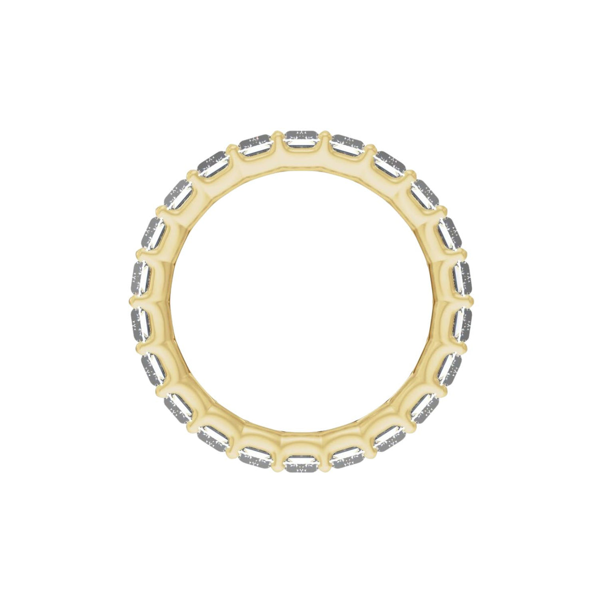 diamond baguette eternity ring on white background