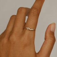 14k gold diamond and pearl ring