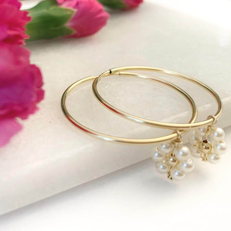 14K Gold Filled Daisy Pearl Earring