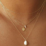 14K Gold Diamond Pearl Necklace