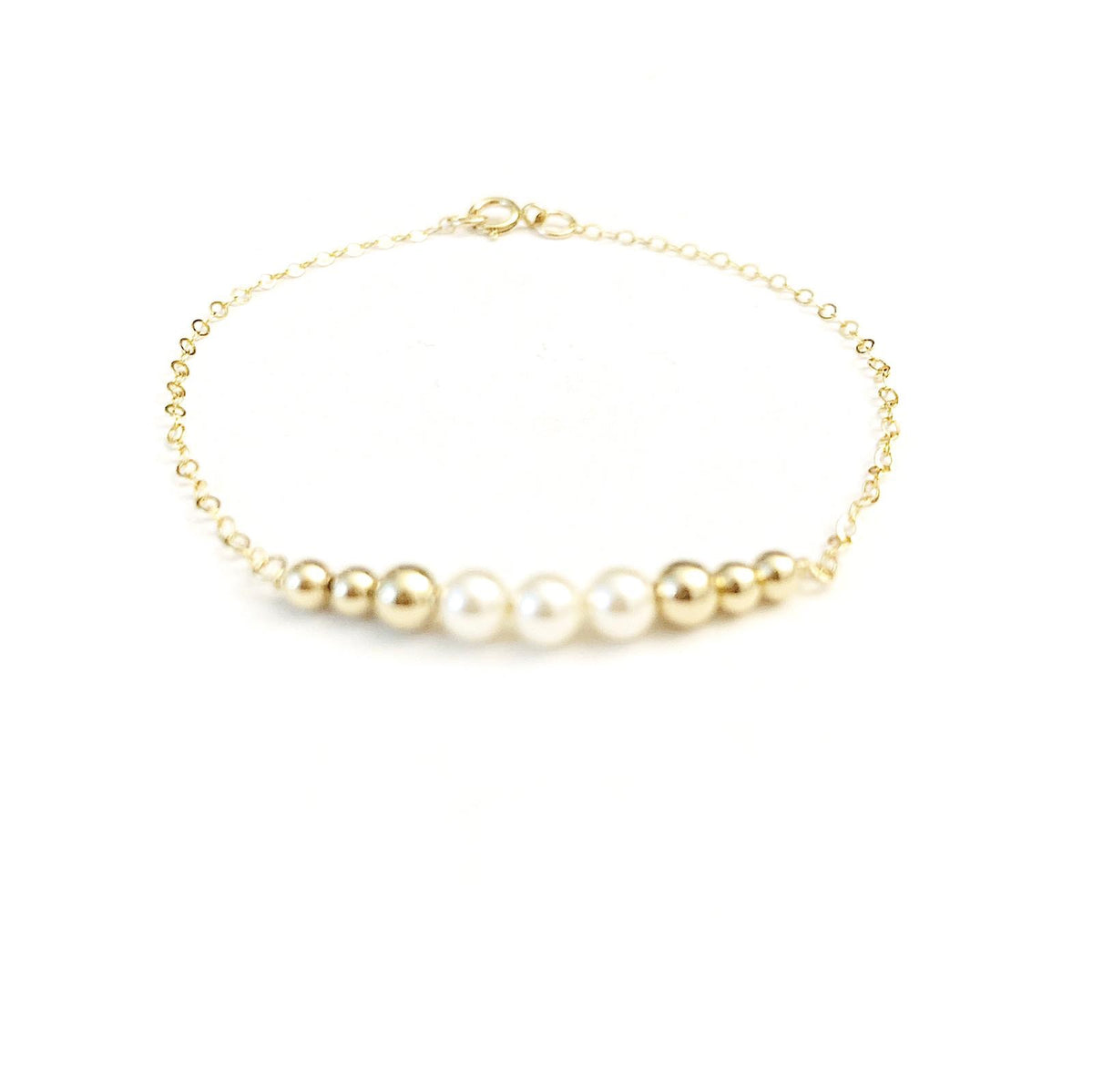 pearl and gold filled bead bracelet