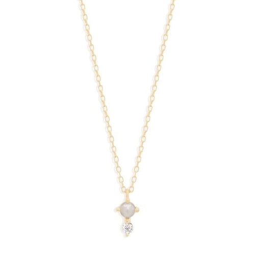 14K Gold Diamond Pearl Necklace