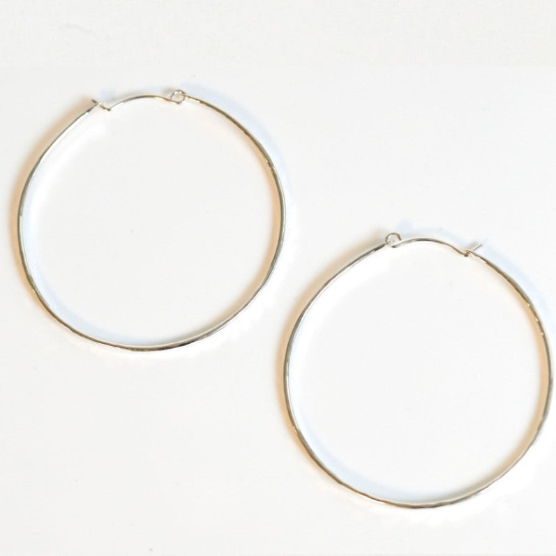 Rose Gold Hammered Large Hoops