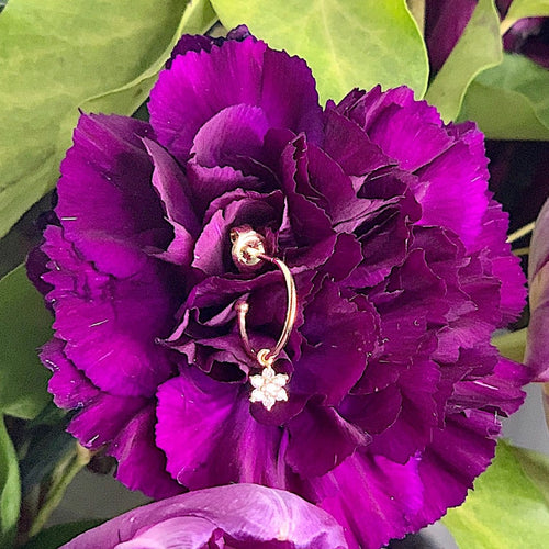 14K Gold Crystal Flower Hoop