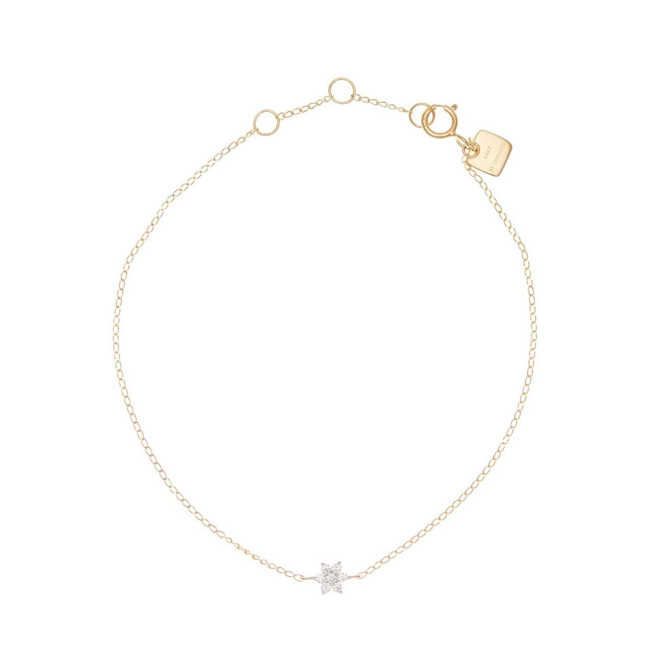 14K Gold Crystal Lotus Bracelet