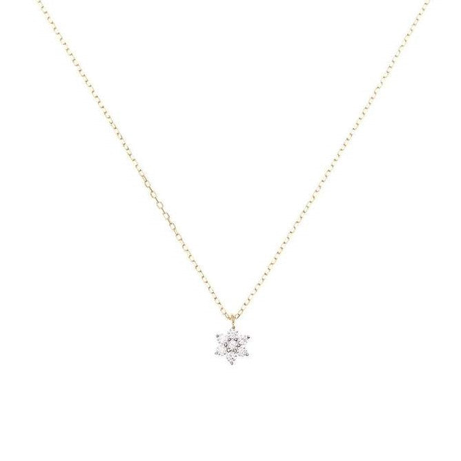 14K White Gold Crystal Flower Necklace Herself Collections