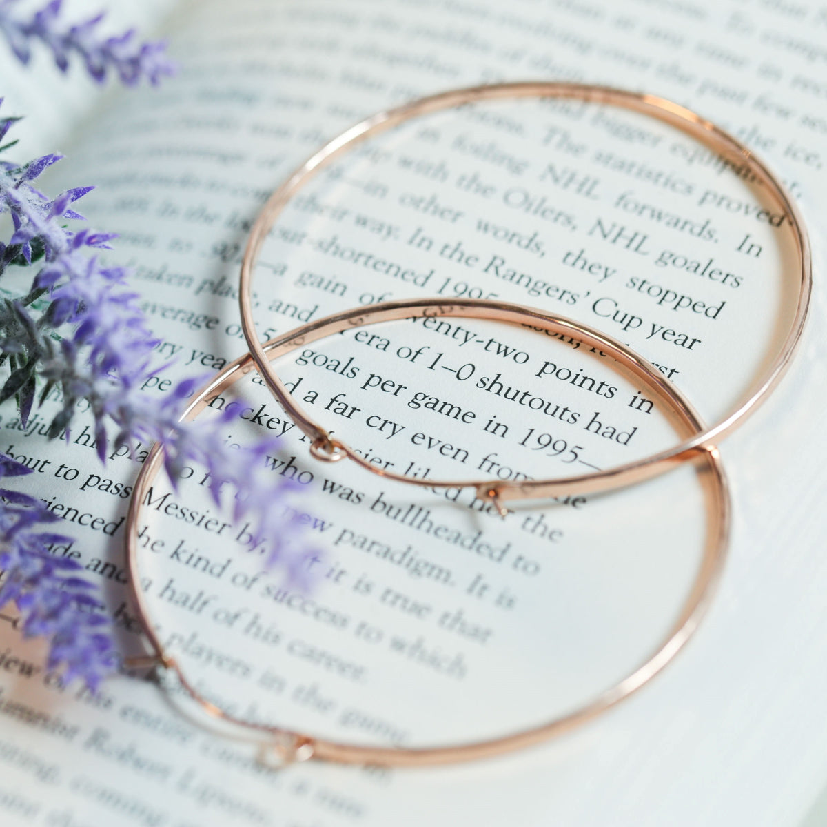 Rose Gold Hammered Large Hoops