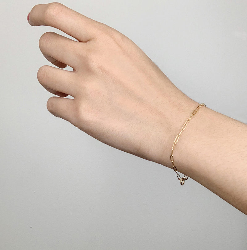gold filled paperclip chain bracelet
