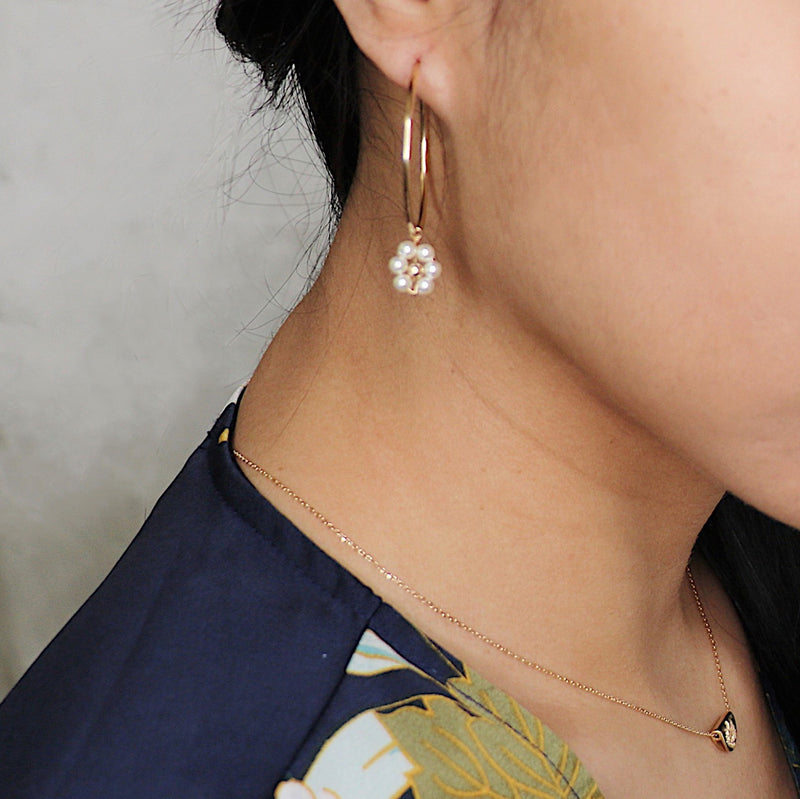 14K Gold Filled Daisy Pearl Earring
