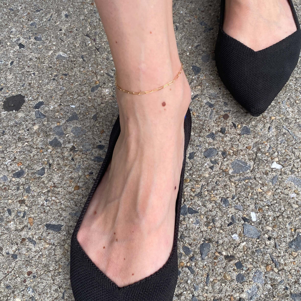 gold filled paperclip chain anklet
