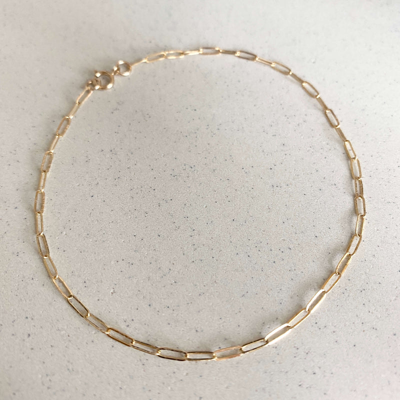 gold filled paperclip chain anklet