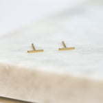 14K Gold Bar Studs