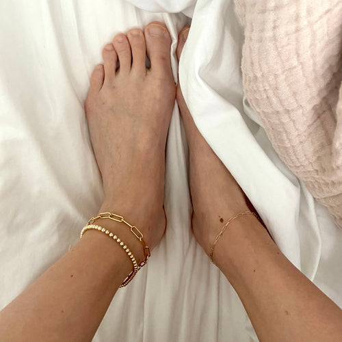 gold filled paperclip anklet