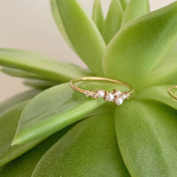 14k gold diamond and pearl ring