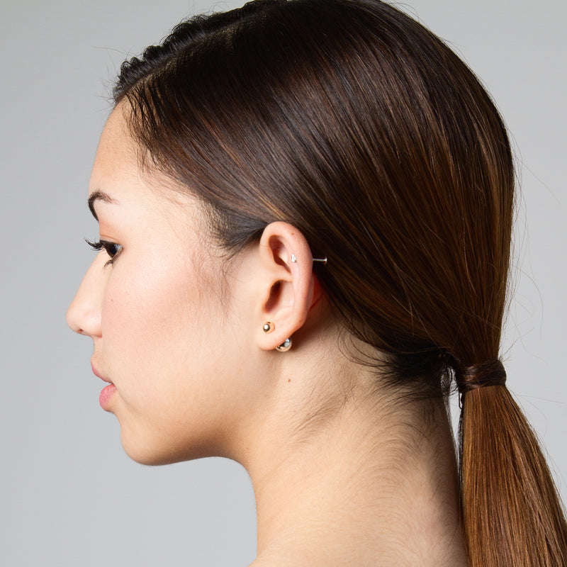14K Gold Mixed Metal Sphere Studs