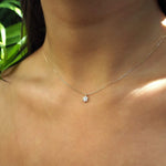 14K White Gold Crystal Flower Necklace