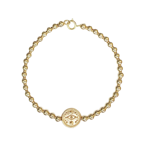 14k gold filled evil eye charm bracelet